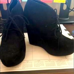 Black Wedge Booties